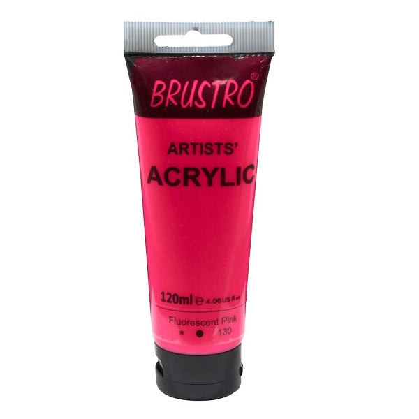 Brustro Artists Acrylic Colour Tube 120ml Fluorescent Pink 130