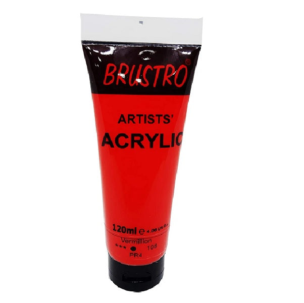 Brustro Artists Acrylic Colour Tube 120ml Vermillion 108