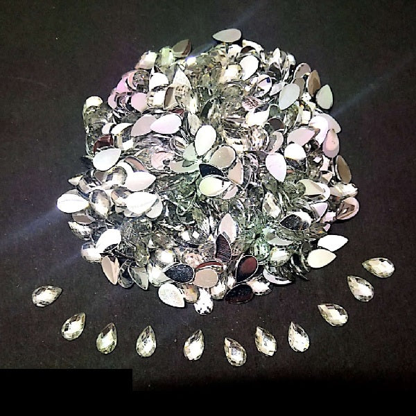 Kundan Stones Drop Shape - Silver