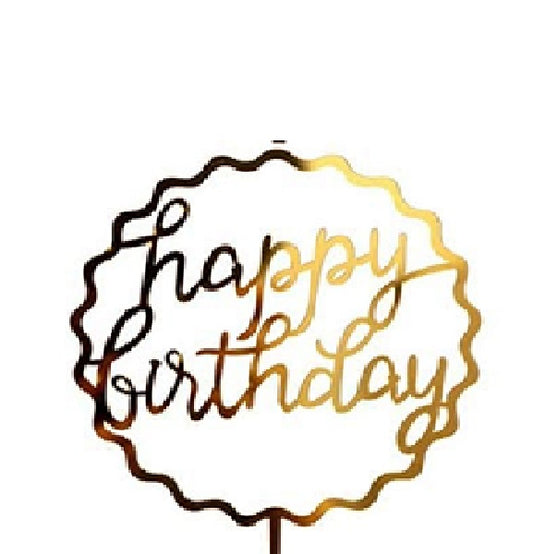Golden Cake Topper - Happy Birthday