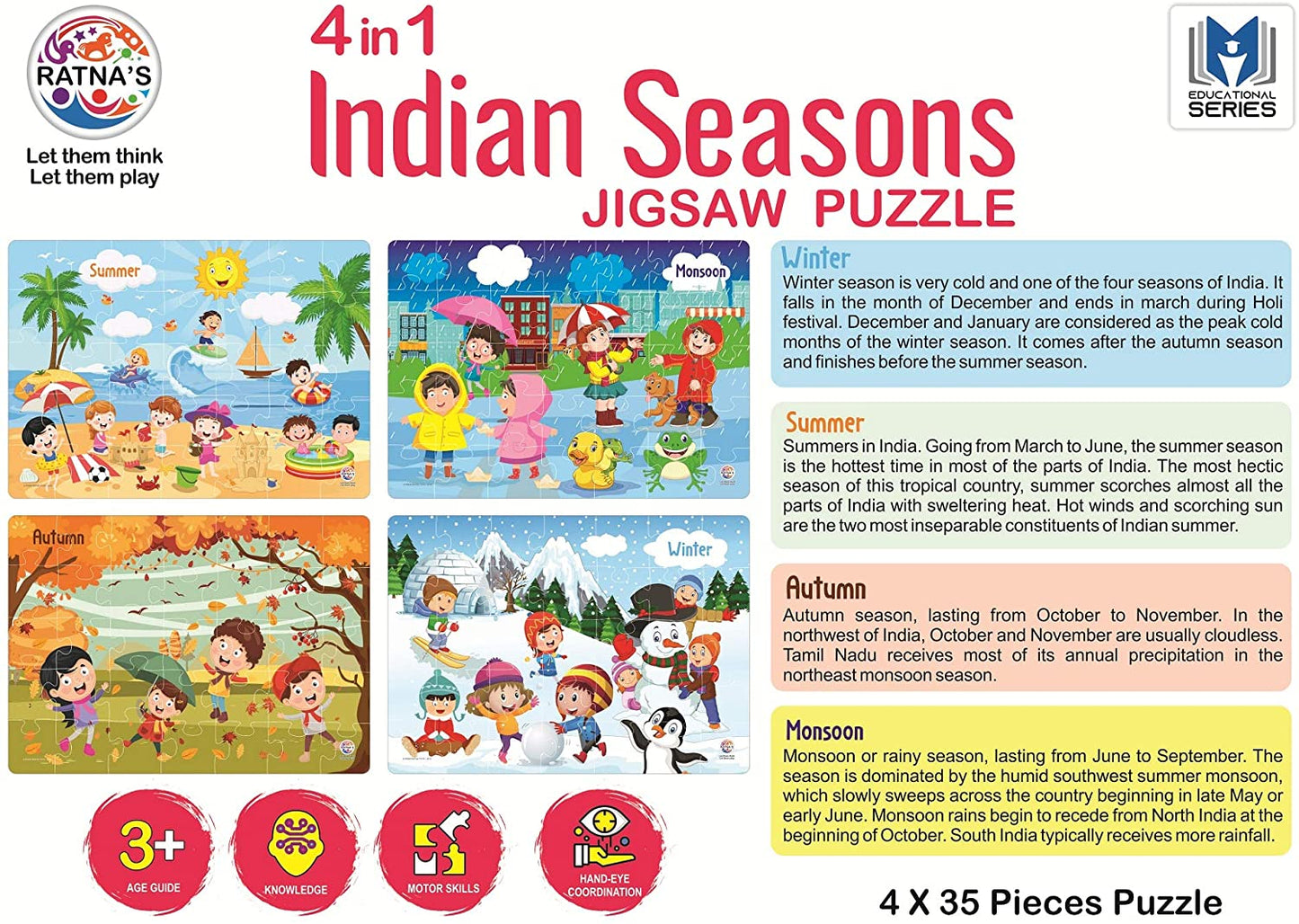 Ratna 4 in 1 Indian Seasons Jigsaw Puzzle (4 x 35 Pieces)