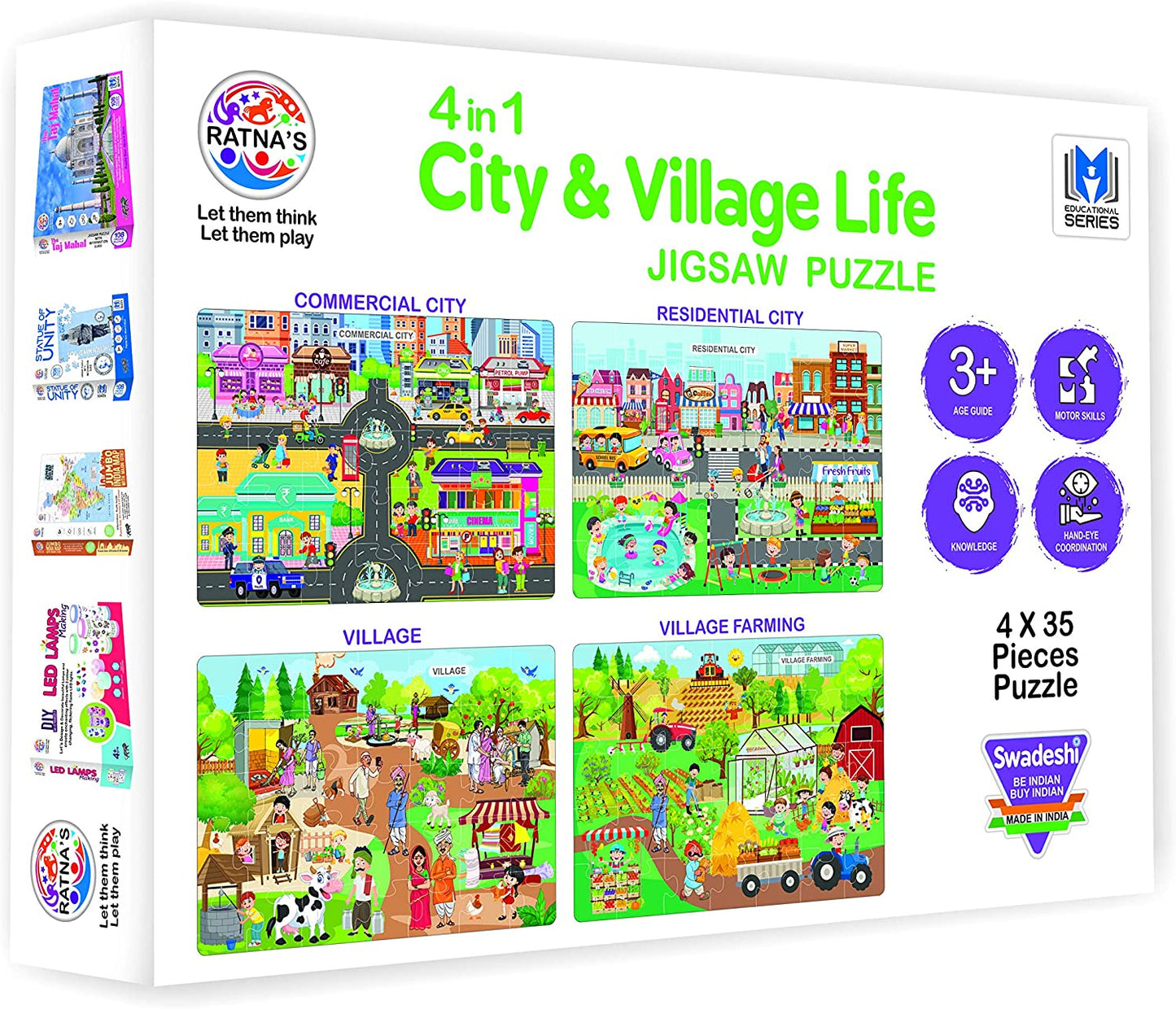 Ratna 4in1 City & Village Life Jigsaw Puzzle (4 x 35 Pieces)