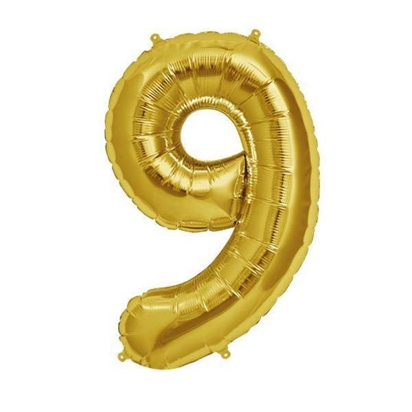 Golden Foil Balloon Number 9