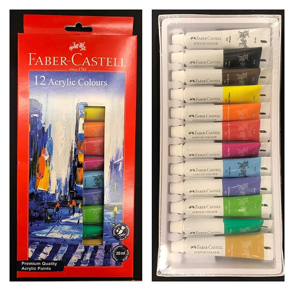Faber Castell Acrylic Colours Tube (12 Shades x 20 ml)