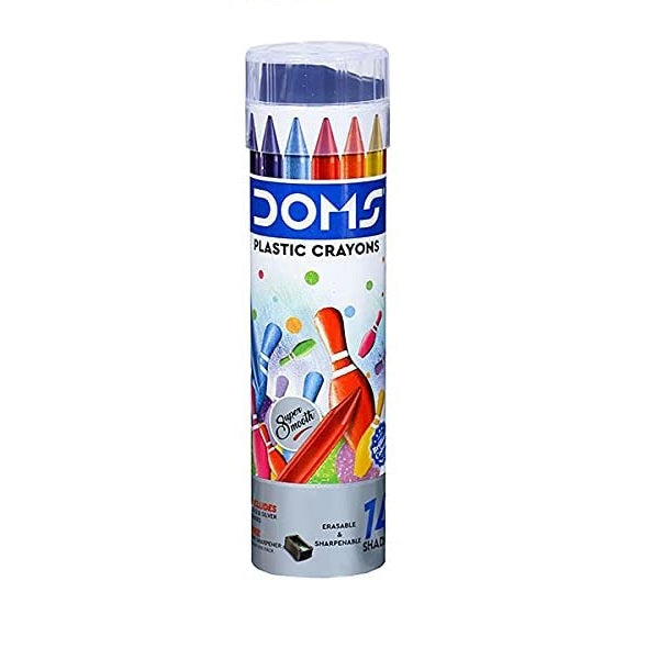 DOMS 14 Plastic Crayons Round Tin