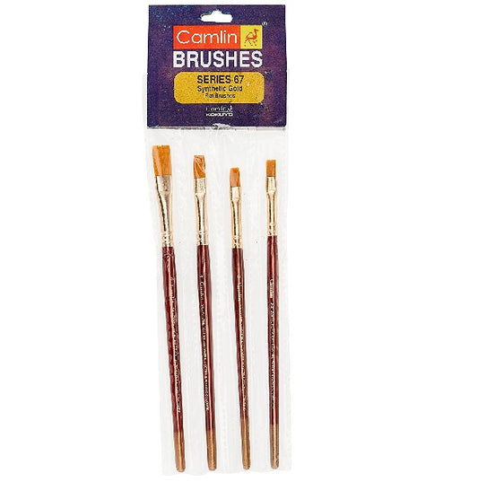 Camlin Flat Brushes Series 67 Synthetic Gold (Set Of 4)