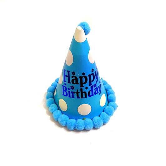 Birthday Cap - Pom Pom (Blue)