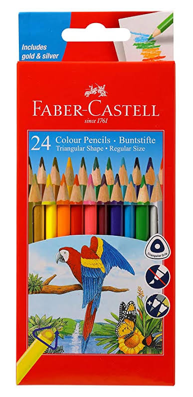 Faber Castell 24 Shade Colour Pencils FSC Triangular Shape